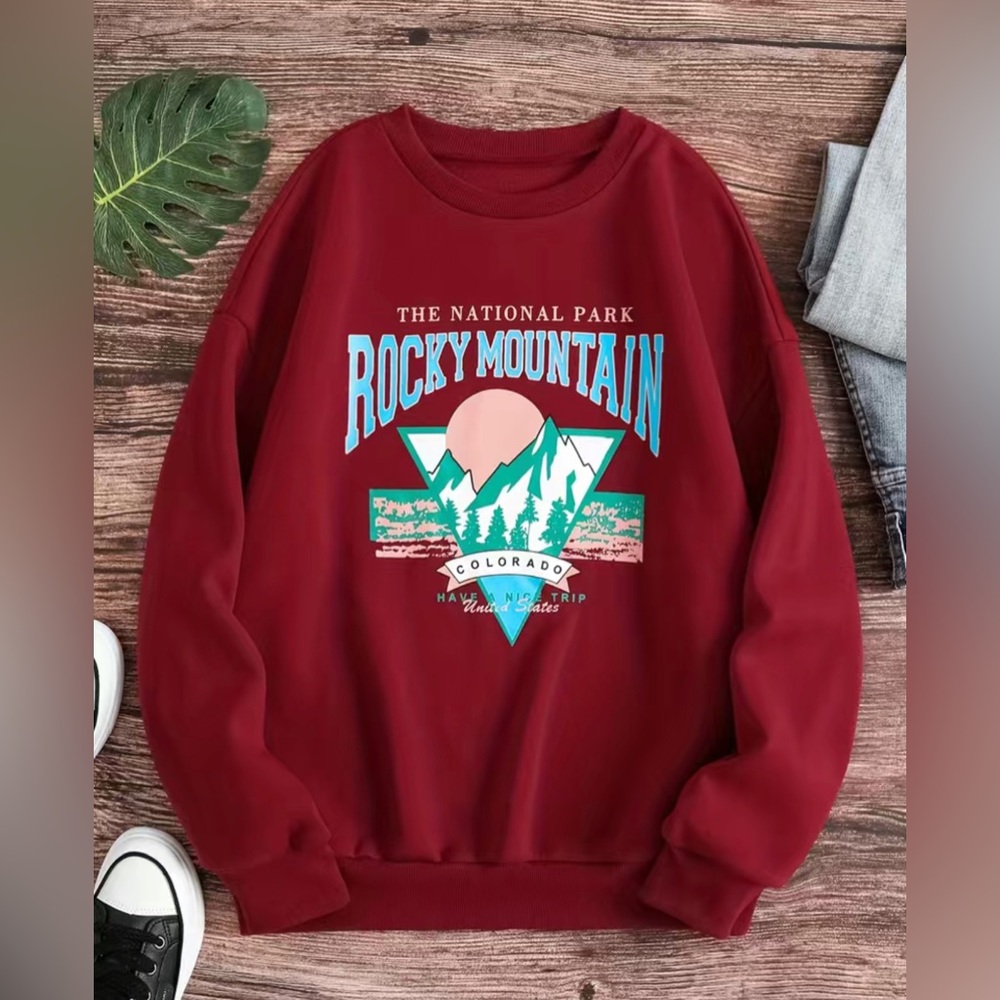 (New) Vintage “Rocky Mountain” Dark Red Crewneck